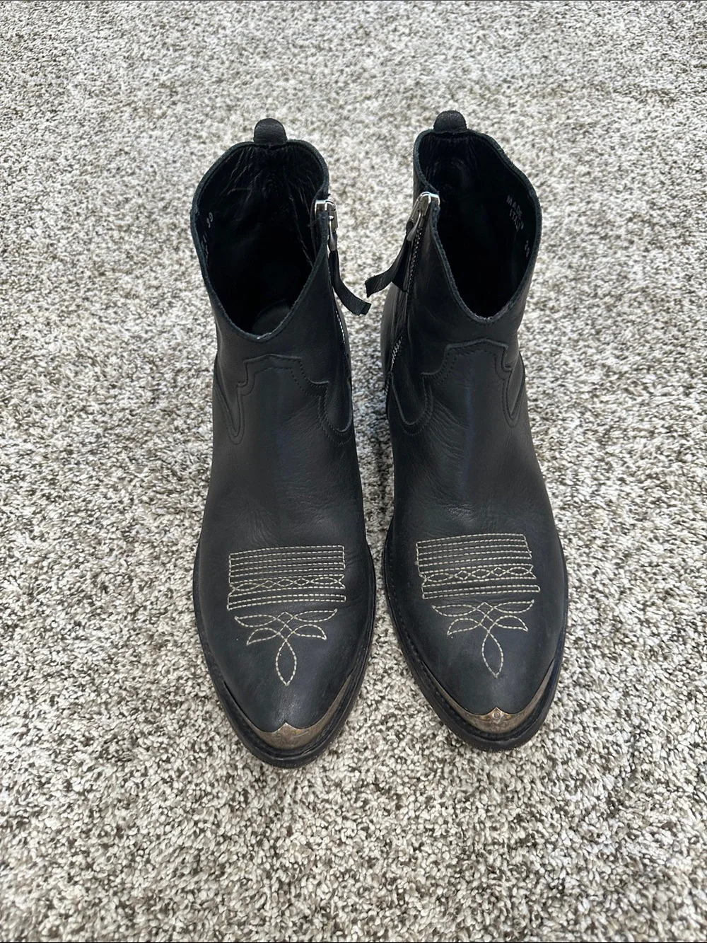 Golden Goose Black Leather Ankle Booties with Contrast Stitching. Size 39